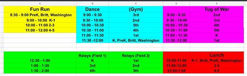 Field Day Schedule